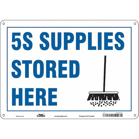 5S SUPPLIES STORED HERE, 14 in W x 10 in H, Horizontal Rectangle, Vinyl, 486P48 MPN:486P48