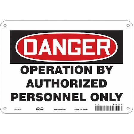 Safety Sign, 7 in Height, 10 in Width, Polyethylene, Vertical Rectangle, English, 486T95 MPN:486T95