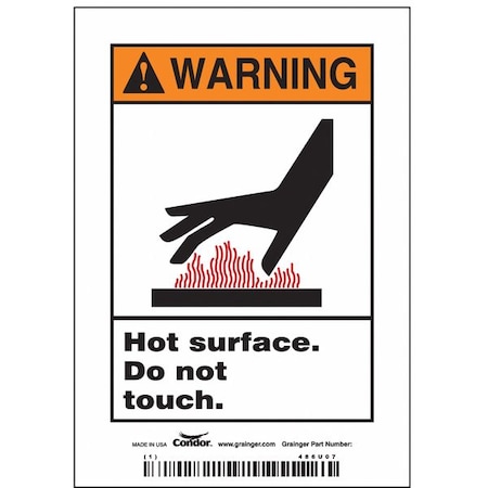 Safety Sign, 5 in H, 3 1/2 in W, Vinyl, Vertical Rectangle, English, 486U07, PK5 MPN:486U07
