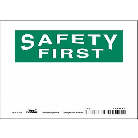 Safety Sign, 5 in Height, 7 in Width, Vinyl, Horizontal Rectangle, English, 486W42 MPN:486W42