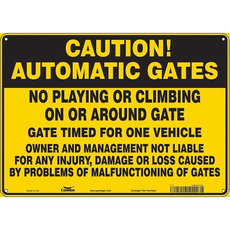 Safety Sign, 10 in Height, 14 in Width, Polyethylene, Horizontal Rectangle, English, 486X26 MPN:486X26