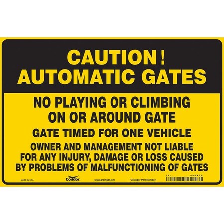 Safety Sign, 24 in Height, 36 in Width, Vinyl, Horizontal Rectangle, English MPN:486X30
