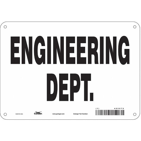 ENGINEERING DEPT., 10 in W x 7 in H, Vertical Rectangle, Polyethylene, 486X72 MPN:486X72