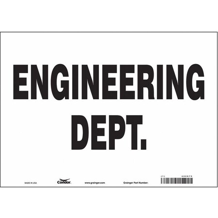 ENGINEERING DEPT., 14 in W x 10 in H, Horizontal Rectangle, Vinyl, 486X75 MPN:486X75