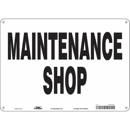 MAINTENANCE SHOP, 14 in W x 10 in H, Horizontal Rectangle, Polyethylene, 486Y01 MPN:486Y01