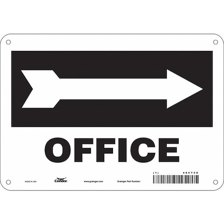 OFFICE, 10 in W x 7 in H, Vertical Rectangle, Aluminum, 486Y08 MPN:486Y08