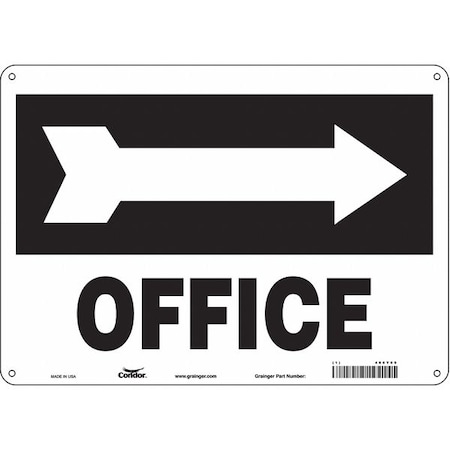 OFFICE, 14 in W x 10 in H, Horizontal Rectangle, Aluminum, 486Y09 MPN:486Y09