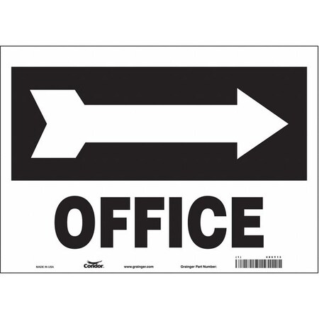 OFFICE, 14 in W x 10 in H, Horizontal Rectangle, Vinyl, 486Y13 MPN:486Y13