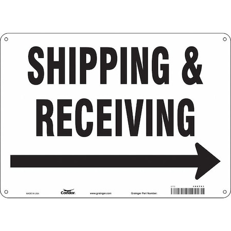 SHIPPING & RECEIVING, 14 in W x 10 in H, Horizontal Rectangle, Aluminum, 486Y63 MPN:486Y63