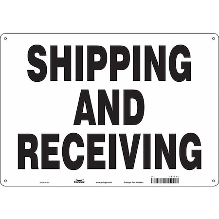 SHIPPING AND RECEIVING, 20 in W x 14 in H, Horizontal Rectangle, Aluminum, 486Y70 MPN:486Y70