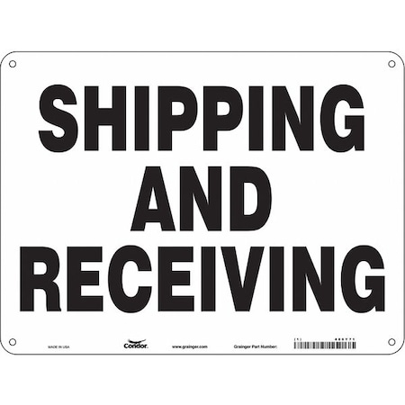 SHIPPING AND RECEIVING, 24 in W x 18 in H, Horizontal Rectangle, Aluminum, 486Y71 MPN:486Y71