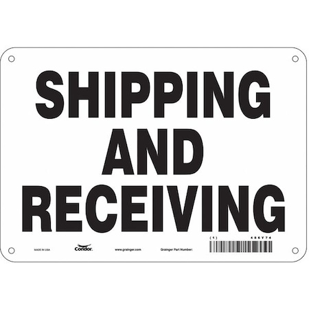 SHIPPING AND RECEIVING, 10 in W x 7 in H, Vertical Rectangle, Polyethylene, 486Y74 MPN:486Y74