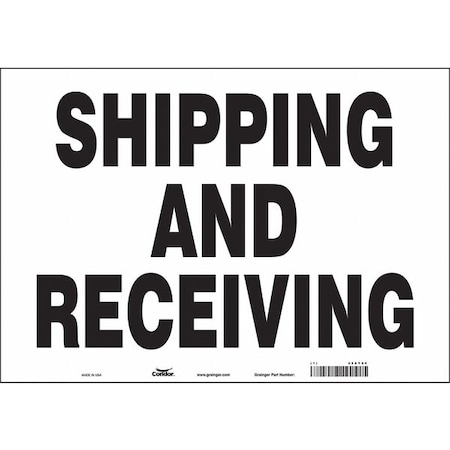 SHIPPING AND RECEIVING, 20 in W x 14 in H, Horizontal Rectangle, Vinyl, 486Y80 MPN:486Y80
