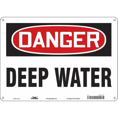 Danger, Deep Water, 14 in W x 10 in H, Horizontal Rectangle, Polyethylene, 486Z10 MPN:486Z10