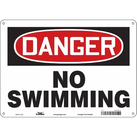 Danger, NO SWIMMING, 14 in W x 10 in H, Horizontal Rectangle, Aluminum, 486Z14 MPN:486Z14