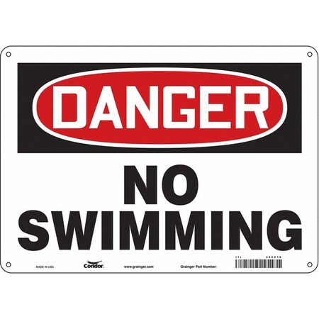 Danger, NO SWIMMING, 14 in W x 10 in H, Horizontal Rectangle, Polyethylene, 486Z16 MPN:486Z16