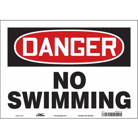 Danger, NO SWIMMING, 14 in W x 10 in H, Horizontal Rectangle, Vinyl, 486Z18 MPN:486Z18