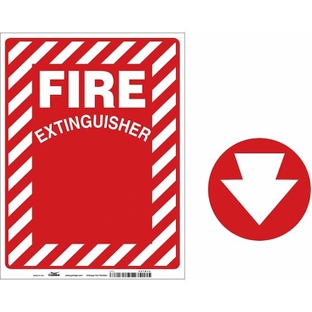 No Header, FIRE EXTINGUISHER, 9 in W x 12 in H, Rectangle, Vinyl MPN:487D46