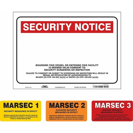 Security Sign, 24 in Height, 36 in Width, Aluminum, Rectangle, English MPN:487D48
