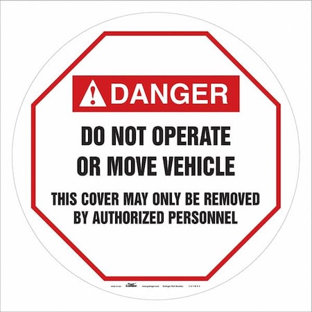 Traffic Sign, 24 in H, 24 in W, Vinyl, Circle, English, 487D54 MPN:487D54