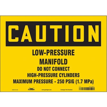 Safety Sign, 10 in Height, 14 in Width, Vinyl, Horizontal Rectangle, English, 487W87 MPN:487W87