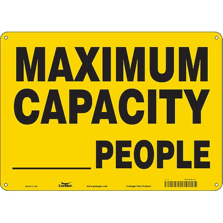 Maximum Capacity _ People, 14 in W x 10 in H, Plastic, 60GK41 MPN:60GK41