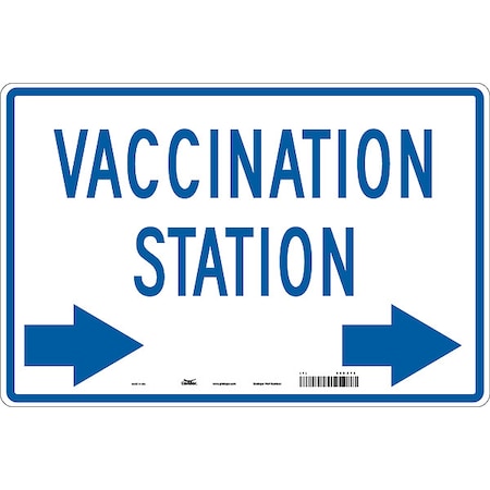 Vaccination Directional Sign, 12 in H, 18 in W, Aluminum, English, 60XZ78 MPN:60XZ78