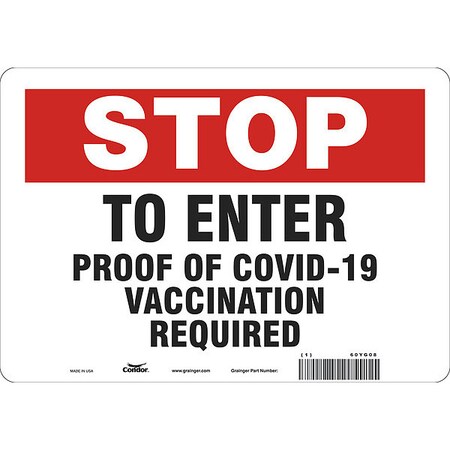Employee/Visitor Vaccine Proof Sign, 60YG08 MPN:60YG08