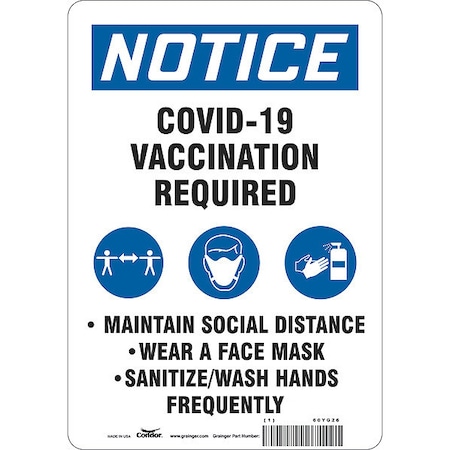 Facemask Reminder Safety Sign, 10 in Height, 7 in Width, Aluminum, English MPN:60YG26