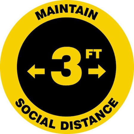 COVID 19 Social Distancing Floor Sign, 12 in H, 12 in W, Vinyl, English, 61KJ32 MPN:61KJ32