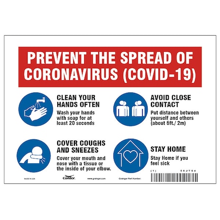 Prevent The Spread Of Coronavirus Sign, HWB716T0710 MPN:HWB716T0710