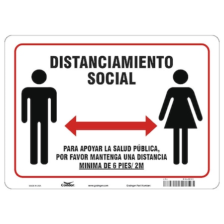 Covid 19 Sign 10X14, Spanish Socdist 6Ft, 10 in Height, 14 in Width, Polystyrene, Spanish MPN:HWB742P1014