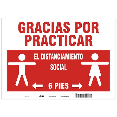 Covid 19 Sign 10X14, Spanish Practice So, 10 in Height, 14 in Width, Aluminum, Spanish MPN:HWB744A1014