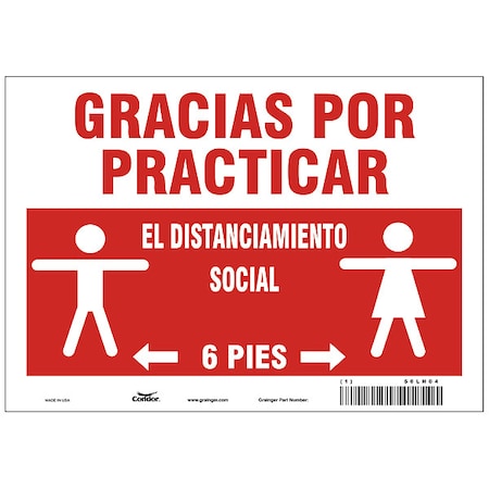 Covid 19 Sign 7X10, Spanish Practice Soc, 7 in Height, 10 in Width, Spanish MPN:HWB744P0710