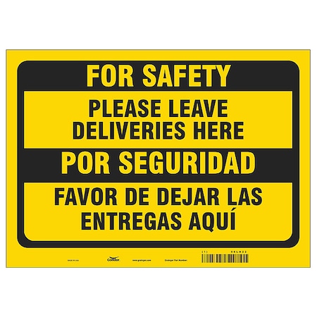 Please Leave Deliveries Here/Favor De Dejar Las Entregas AquÃ­, Aluminum, 10 in x 14 in MPN:HWB748A1014