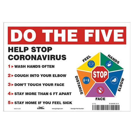 Hygiene Sign, 7 in H, 10 in W, Vinyl, English, HWB754T0710 MPN:HWB754T0710