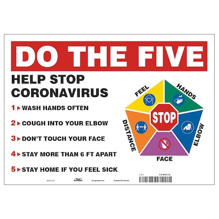 Hygiene Sign, 10 in H, 14 in W, Vinyl, English, HWB754T1014 MPN:HWB754T1014