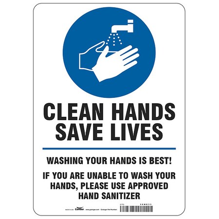 Hygiene Sign, 14 in H, 10 in W, Vinyl, English, HWB760T1410 MPN:HWB760T1410