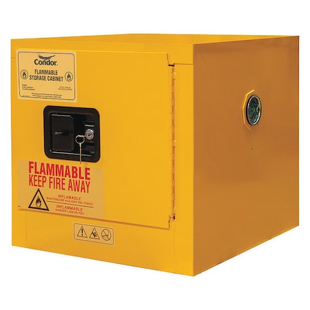 Flammables Safety Cabinet, 18-1/2 in H, 17-3/8 in W, 18-1/8 in D, Yellow, 1 Shelves MPN:491M60