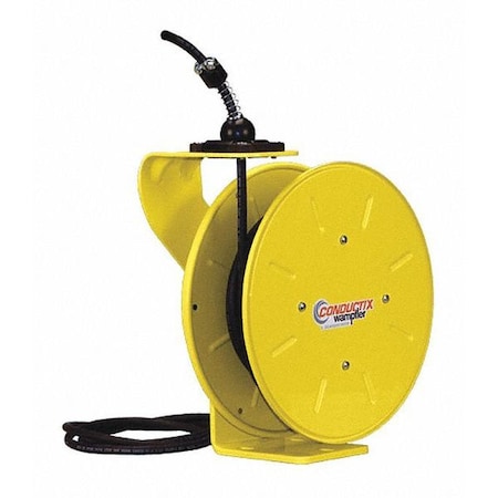 Cord Reel With Hand Lamp, Spring Retracted, Flying Lead, 12 AWG, Yellow Reel Color, 50 ft Length MPN:XA-121120305011