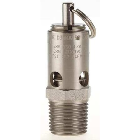 Safety Valve, Soft Seat, 1/2 In, 60 PSI, SS MPN:SRV390-1/2-V-SS-060