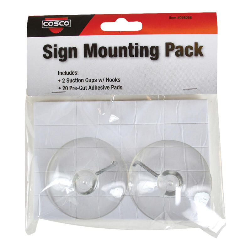 Cosco Sign-Hanging Accessory Kit, 2 Suction Cups and 20 Adhesive Pads (Min Order Qty 22) MPN:098098