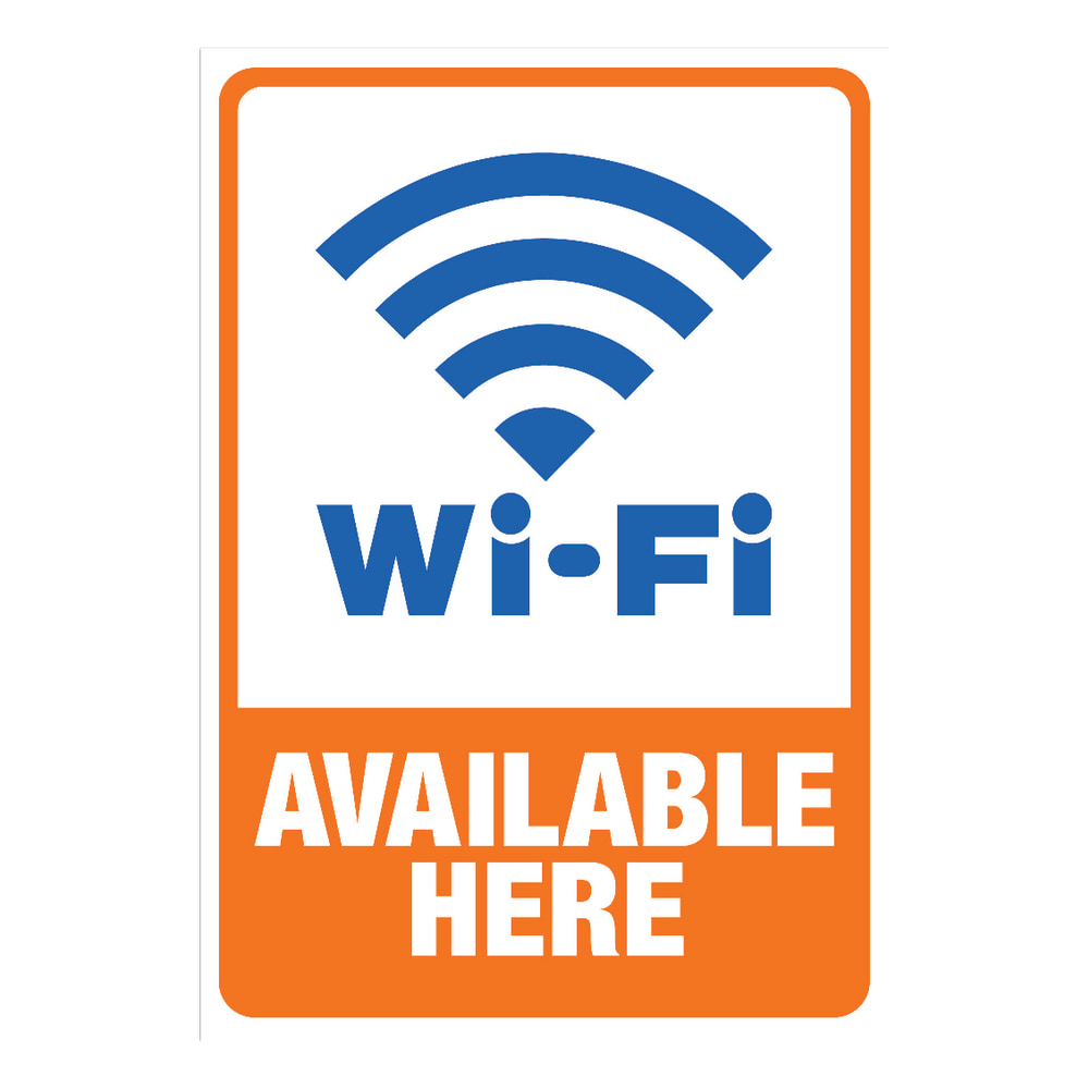 Cosco Sign Vinyl Decals, Wi-Fi Available Here, 5 1/4in x 6 1/4in (Min Order Qty 26) MPN:098359