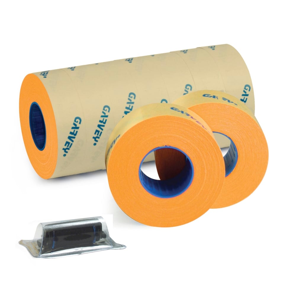 Garvey 2-Line Tamper-Resistant Price Marking Labels, 5/8in x 13/16in, Fluorescent Orange, Total Qty 9, 000 MPN:098536