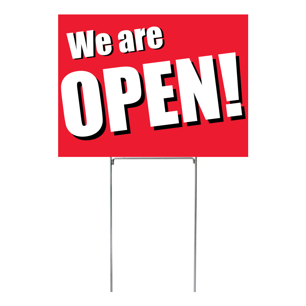 COSCO We are Open Plastic Yard Sign, 18in x 24in MPN:098462