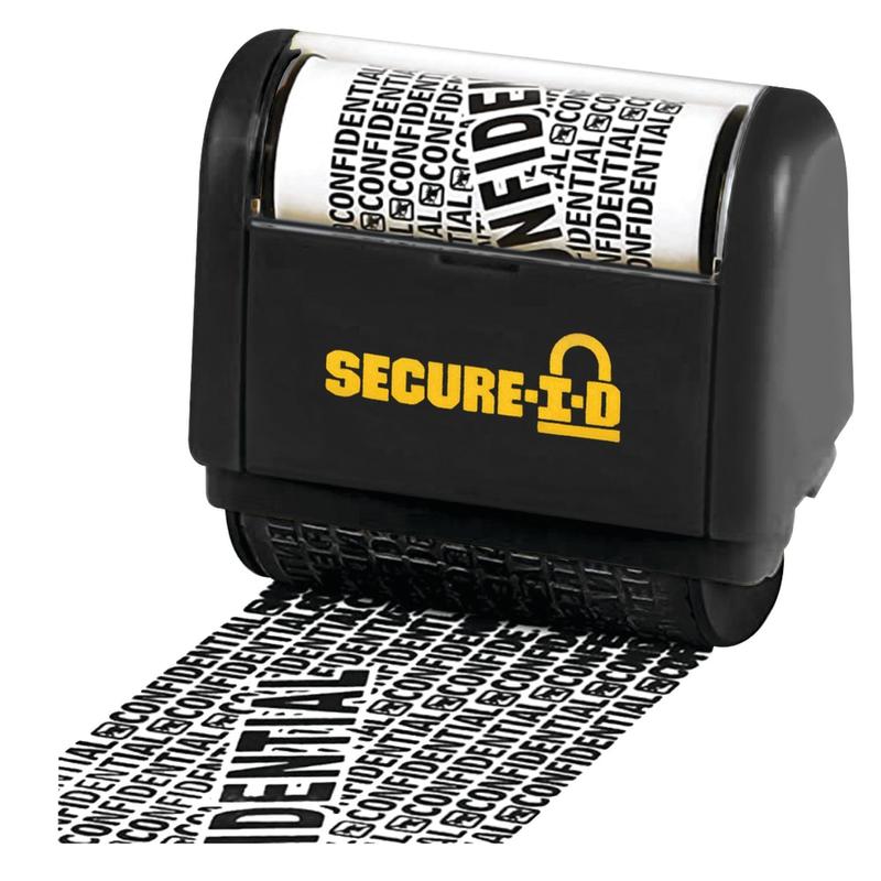 COSCO Secure-I-D Security Roller Stamp, 3inH x 1-1/2inW x 3-1/8inD, Black MPN:035510