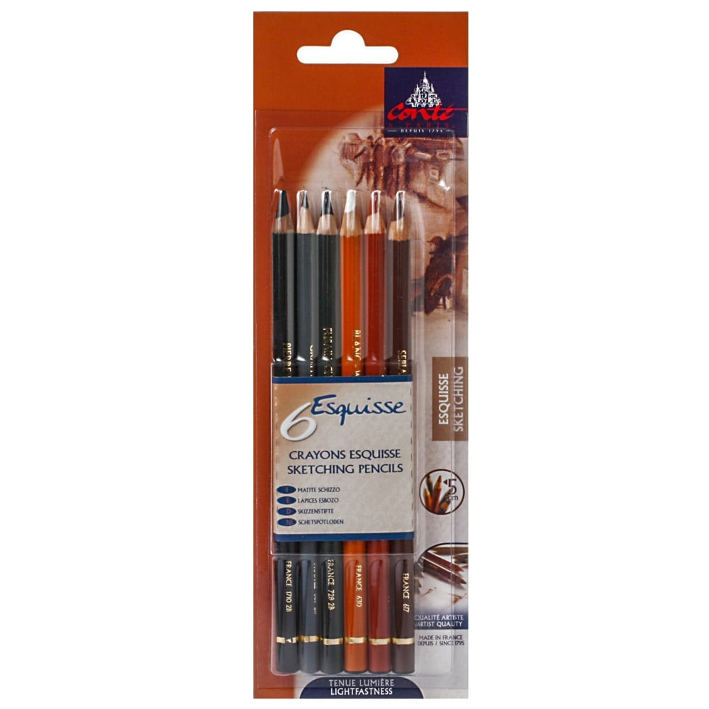 Conte Pencil Set, Sketching, Assorted Colors, Set Of 6 Pencils MPN:50106