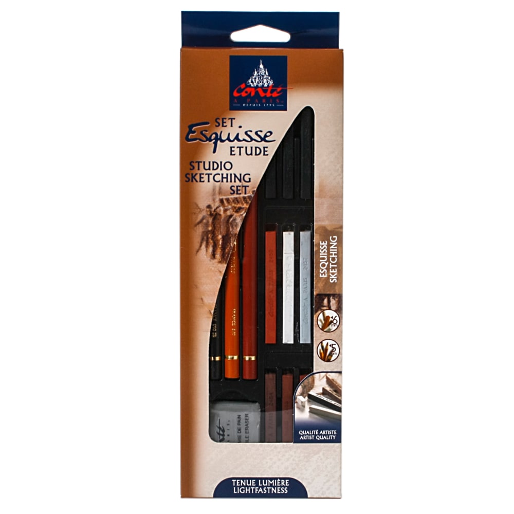 Conte Cont Studio Sketching Pencil And Crayon Set, Assorted Colors MPN:50127