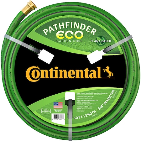 5/8 in ID x 50 ft L Garden Hose, Plant-based Polymer Tube, Green, Brass x Brass Fitting MPN:21109323
