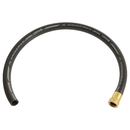 5/8 in ID x 3 ft L Service Sink Hose, EPDM Tube, Black, Brass Fitting MPN:CWH058-03F